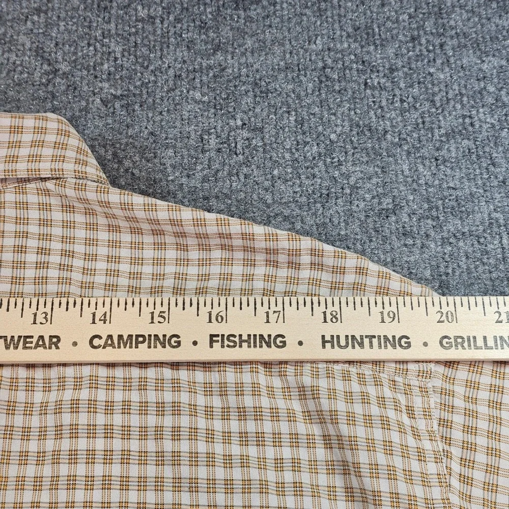 The North Face Mens Large Beige Brown Plaid Short Sleeve Button Up Outdoor AXU7